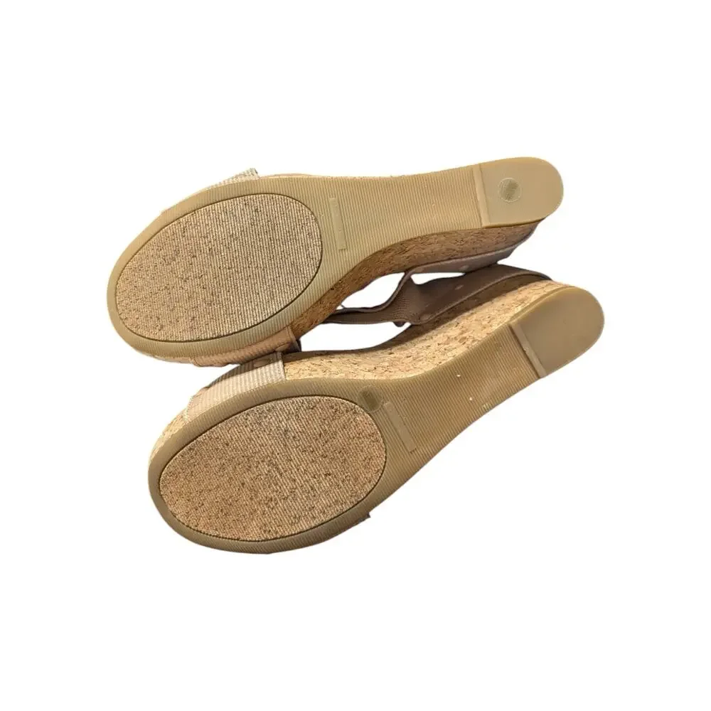 Lucky Brand Miller 2 Wedge Sandals Cross Strap Cork Womens 9 Open Toe Summer